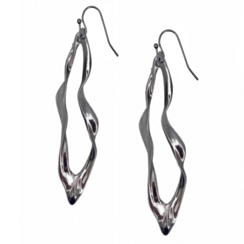 ALEXIS BITTAR • Gunmetal Crumpled Linear Hoop Earrings - Picture 1 of 4